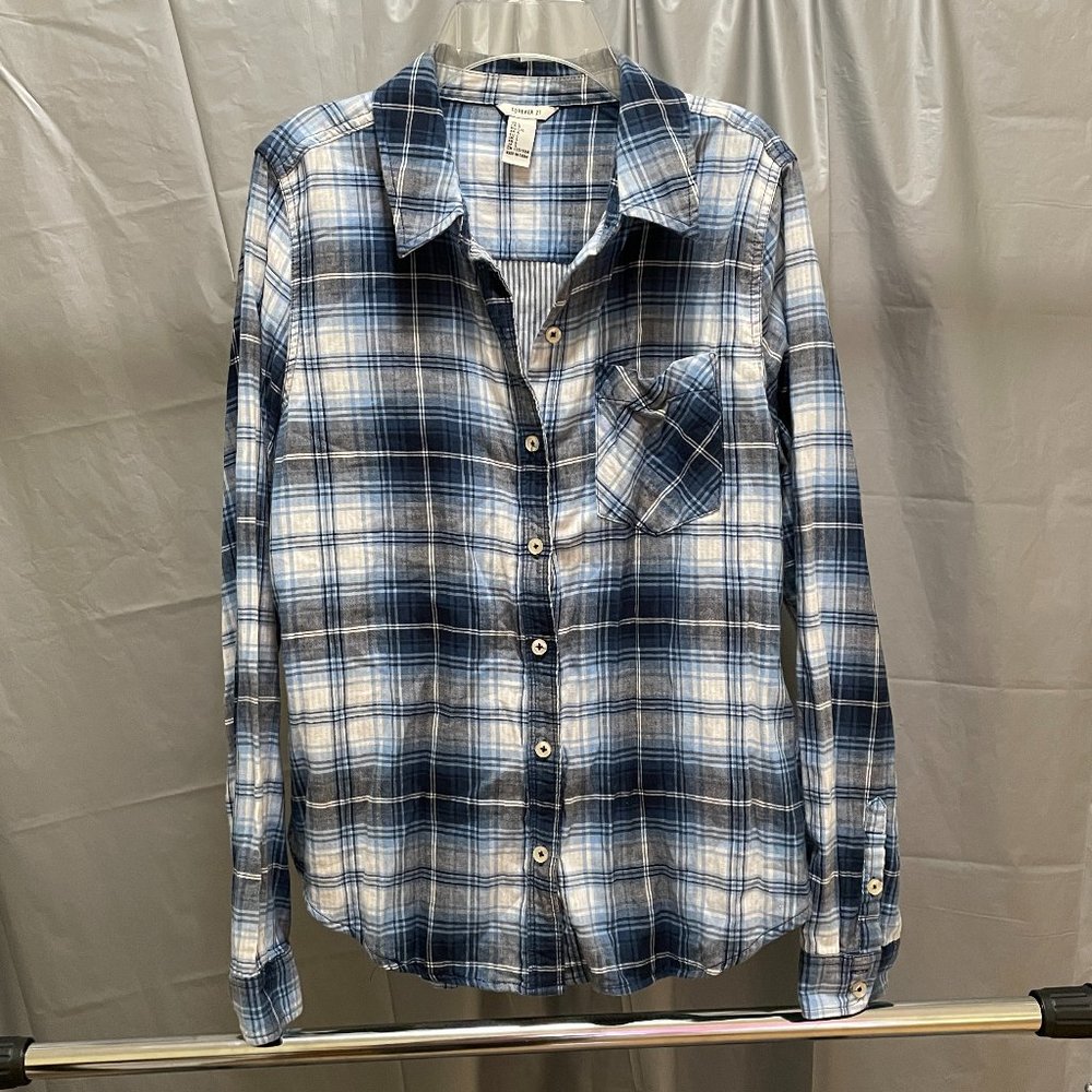 Forever 21 Plaid Shirt (Blue, Grey, & White)